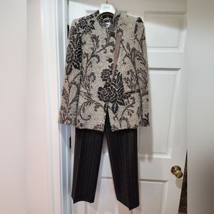 Armani Collezioni Pinstripe and Floral Pantsuit